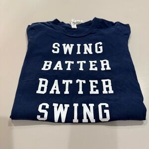 Bella Canvas Kids Blue Tee with White Lettering “Swing Batter Batter Swing”  6-8